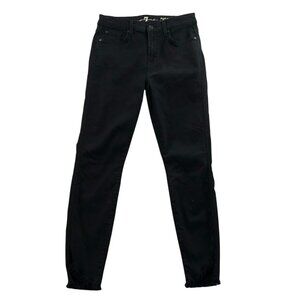 7 For All Mankind Womens Gwenever Jeans 27 Black Denim High Waist Ankle Skinny